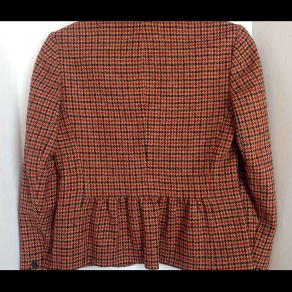 Talbots Red Black Plaid Blazer Petite Wool - Picture 3 of 4